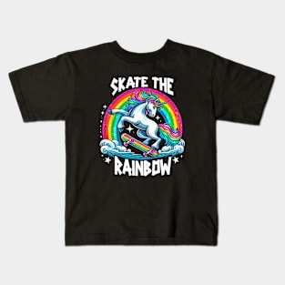 Skate The Rainbow Unicorn Lover Gift ,Birthday Gift Kids T-Shirt